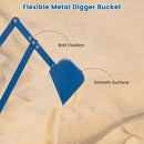 Wheeled Sand Digger with Rotating Seat and Manual Bucket – blue bucket joint details