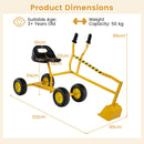 Wheeled Sand Digger with Rotating Seat and Manual Bucket – overall size age and load guidance