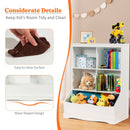 White Kids Bookcase with Four Cubbies and Toy Bin – White product view 3
