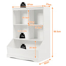 White Kids Bookcase with Four Cubbies and Toy Bin – White product view 4