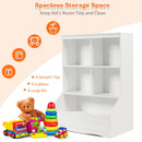 White Kids Bookcase with Four Cubbies and Toy Bin – White product view 5