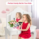 White Kids Vanity and Stool with Tri-Fold Mirror – White product view 3