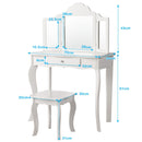 White Kids Vanity and Stool with Tri-Fold Mirror – White product view 4