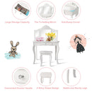 White Kids Vanity and Stool with Tri-Fold Mirror – White product view 5