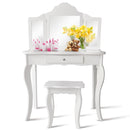 White Kids Vanity and Stool with Tri-Fold Mirror – White product view 7