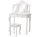 White Kids Vanity and Stool with Tri-Fold Mirror – White product view 8