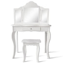 White Kids Vanity and Stool with Tri-Fold Mirror – White product view 10
