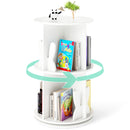 White Two-Tier Rotating Kids Bookcase with Bunny Bookends – White product view 2