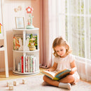 White Two-Tier Rotating Kids Bookcase with Bunny Bookends – White product view 5
