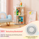 White Two-Tier Rotating Kids Bookcase with Bunny Bookends – White product view 8