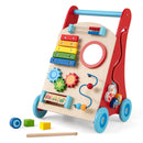Wooden Activity Push Toy with Mirror and Shape Sorter, Ages 3+ – complete toy with three shape blocks and mallet