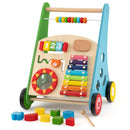 Wooden Activity Push Toy with Xylophone and Shape Blocks, Ages 3+ – complete toy with eight blocks and mallet