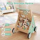 Wooden Activity Push Walker with Shape Sorter – rear storage compartment