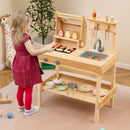 Wooden Barbecue Grill Playset with Sink and Play Food – Natural product view 1