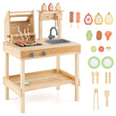 Wooden Barbecue Grill Playset with Sink and Play Food – Natural product view 3