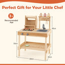 Wooden Barbecue Grill Playset with Sink and Play Food – Natural product view 5