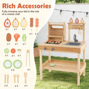 Wooden Barbecue Grill Playset with Sink and Play Food – Natural product view 9