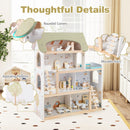 Wooden Dollhouse with Balcony, Pretend Pool and Furniture – Light Green product view 10