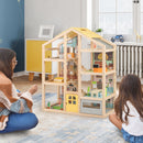 Wooden Dollhouse with Garage, Furniture and Three Figures – Natural product view 2