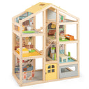 Wooden Dollhouse with Garage, Furniture and Three Figures – Natural product view 3