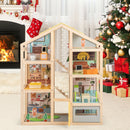 Wooden Dollhouse with Garage, Furniture and Three Figures – Natural product view 6