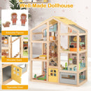 Wooden Dollhouse with Garage, Furniture and Three Figures – Natural product view 8