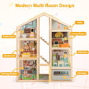 Wooden Dollhouse with Garage, Furniture and Three Figures – Natural product view 9