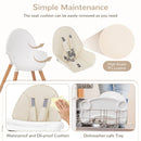 Wooden High Chair with Adjustable Double Tray – Beige – detail view
