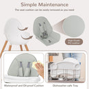 Wooden High Chair with Adjustable Double Tray – Grey – detail view
