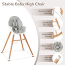 Wooden High Chair with Adjustable Double Tray – Grey – product view