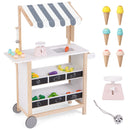 Wooden Ice Cream and Market Cart with Bell and Toy Scale – White product view 2