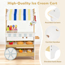 Wooden Ice Cream Cart with Cones, Ice Pops and Bell – handle raised base and rounded details