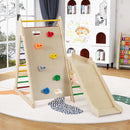 Wooden Indoor Climbing Gym with Rock Wall and Slide – gym arranged in a playroom