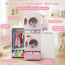 Wooden Laundry Pretend Play Set with Iron and Hangers – built-in storage