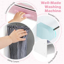 Wooden Laundry Pretend Play Set with Iron and Hangers – handles knobs and curtain details