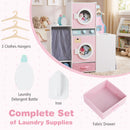 Wooden Laundry Pretend Play Set with Iron and Hangers – toy iron detergent bottle hangers and drawer