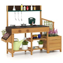 Wooden Mud Kitchen with Planter Boxes and Trellis – Brown view 5