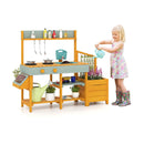 Wooden Mud Kitchen with Planter Boxes and Trellis – Yellow view 2