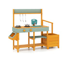 Wooden Mud Kitchen with Planter Boxes and Trellis – Yellow view 3