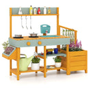 Wooden Mud Kitchen with Planter Boxes and Trellis – Yellow view 5