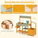 Wooden Mud Kitchen with Planter Boxes and Trellis – Yellow view 10