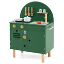 Wooden Play Kitchen with Clicking Knobs and Cookware, Green, view 3