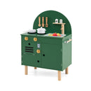 Wooden Play Kitchen with Clicking Knobs and Cookware, Green, view 4