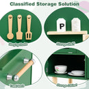 Wooden Play Kitchen with Clicking Knobs and Cookware, Green, view 7
