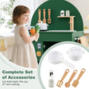 Wooden Play Kitchen with Clicking Knobs and Cookware, Green, view 9