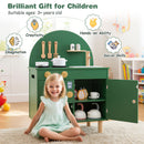 Wooden Play Kitchen with Clicking Knobs and Cookware, Green, view 10