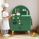 Wooden Play Kitchen with Clicking Knobs and Cookware, Green, view 11