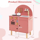 Wooden Play Kitchen with Clicking Knobs and Cookware, Pink, view 4