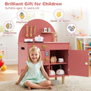 Wooden Play Kitchen with Clicking Knobs and Cookware, Pink, view 6