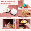 Wooden Play Kitchen with Clicking Knobs and Cookware, Pink, view 10